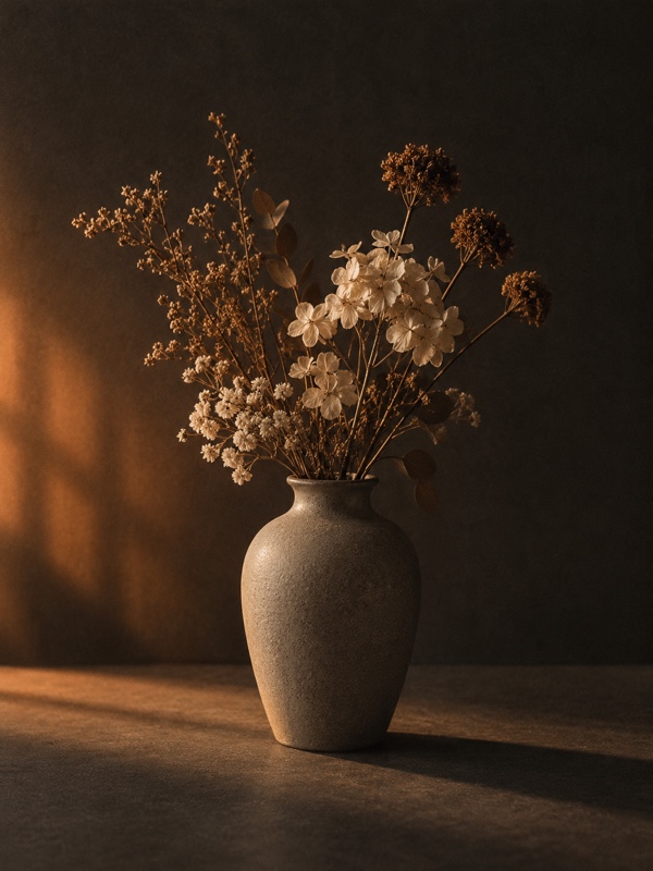 Editorial still life of dried flowers